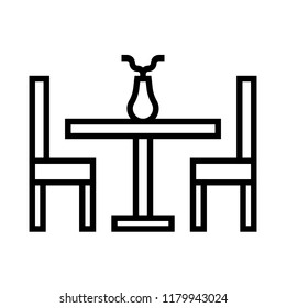 dining table in dining room outline icon