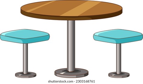 A dining table set isolated illustration