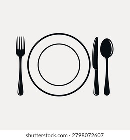 Dining Table Setting Vector Icon Minimal Restaurant Illustration