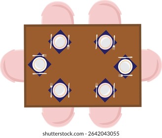Dining Table Top View Interior Design Vector