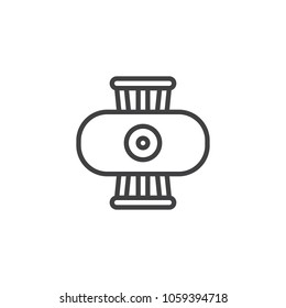 Dining table and two chairs top view outline icon. linear style sign for mobile concept and web design. simple line vector icon. Symbol, logo illustration. Pixel perfect vector graphics