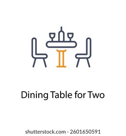 Dining Table for Two icons vector stock illustration.