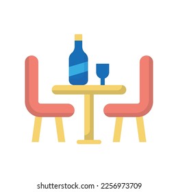 Dining Table Vector Flat Icon Design illustration. Furniture Symbol on White background EPS 10 File