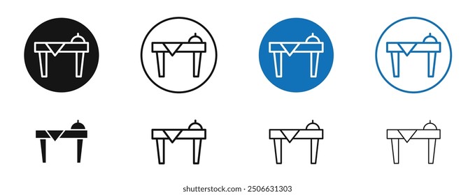 Dining table vector icon in black and blue colors