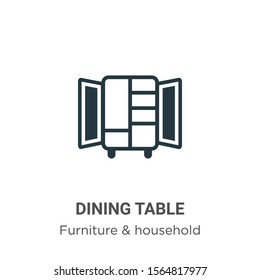 Dining table vector icon on white background. Flat vector dining table icon symbol sign from modern furniture and household collection for mobile concept and web apps design.