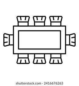 Dining table vector icon set collection. Dining table Outline flat Icon.