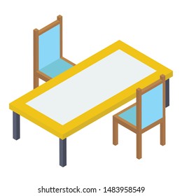 Dining table vector in isometric design.