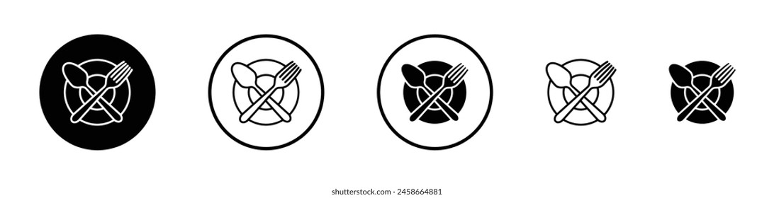 Dining Utensil Icon Set. Fork, knife, and spoon vector symbol. Meal cutlery sign. Dining tableware pictogram.