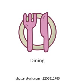 Dining Vector Filled outline Icon Design illustration. Travel Symbol on White background EPS 10 File