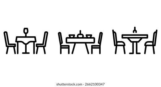 dining-table outline or line icon design bundle.
