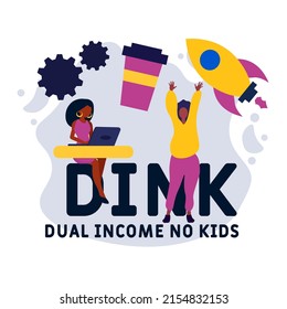 DINK Dual Income No Kids  acronym. business concept background.  vector illustration concept with keywords and icons. lettering illustration with icons for web banner, flyer