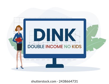 DINK Dual Income No Kids acronym. vector illustration concept with keywords and icons. lettering illustration with icons for web banner, flyer