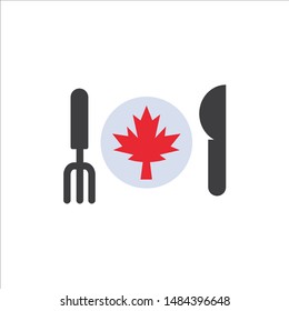 Dinner, Autumn, Canada, Leaf  Flat Color Icon. Vector icon banner Template. Vector Icon Template background