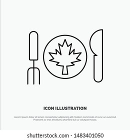 Dinner, Autumn, Canada, Leaf Line Icon Vector