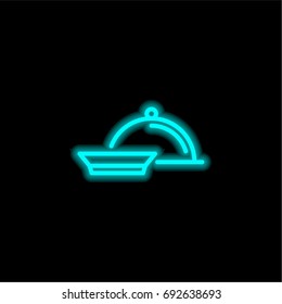 Dinner blue glowing neon ui ux icon. Glowing sign logo vector