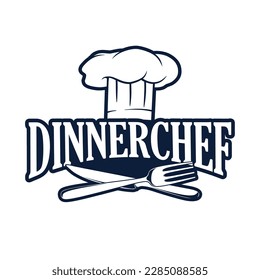 Plantilla de diseño del logotipo del chef de la cena