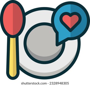 Dinner Color Line Icon - Single Icon, Vector