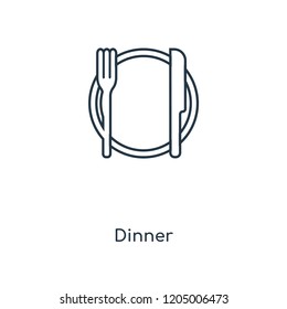 Dinner concept line icon. Linear Dinner concept outline symbol design. This simple element illustration can be used for web and mobile UI/UX.