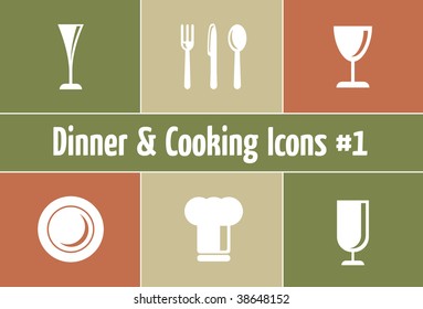Dinner & Cooking Vector Icon Set - Italian Style