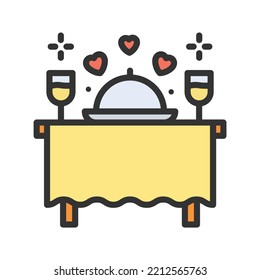 Dinner Date icon vector image. Can also be used for Physical Fitness. Suitable for mobile apps, web apps and print media.