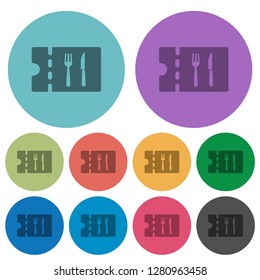 Dinner discount coupon darker flat icons on color round background