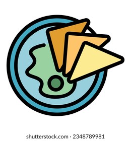 Vector de contorno de icono de plato de cena. Cocina gastronómica. Color de la comida australiana