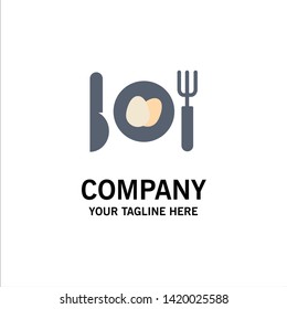 Dinner, Egg, Easter Business Logo Template. Flat Color