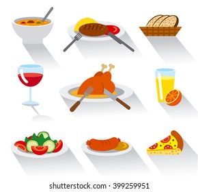 dinner flat icon set