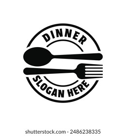 dinner food logo design concept idea with label circle stamp - Powered by Shutterstock - Get 15% off with code: PIKWIZARD15