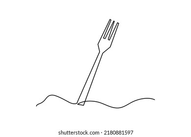 dinner fork single continuous line illustration vector design