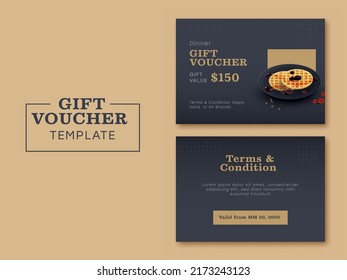 Dinner Gift Voucher Template Design With Double-Side For Publishing.