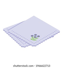 Icono de pañuelo para la cena. Isometric del icono vectorial del pañuelo de la cena para el diseño web aislado en fondo blanco