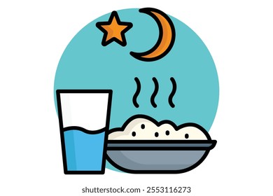 Dinner icon. colored outline icon style. icon related to meal. food elements vector illustration