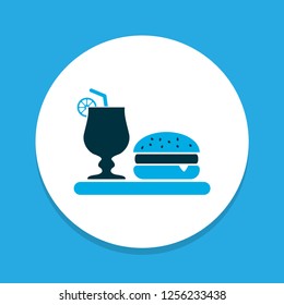 Dinner icon colored symbol. Premium quality isolated cocktail with burger element in trendy style.