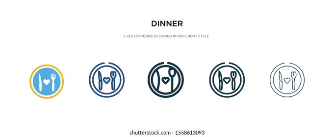 dinner icon in different style vector illustration. two colored and black dinner vector icons designed in filled, outline, line and stroke style can be used for web, mobile, ui