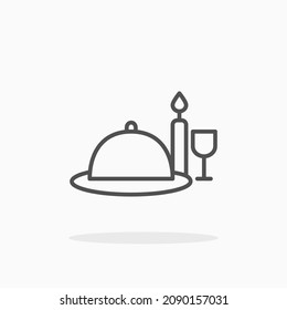 Dinner Icon. Editable Stroke And Pixel Perfect. Outline Style. Vector Illustration. Enjoy This Icon For Your Project.