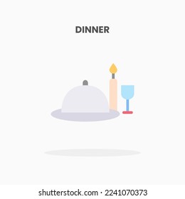 Dinner icon flat. Vector illustration on white background. Can used for web, app, digital product, presentation, UI and many more.