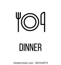 Dinner icon or logo in modern line style. High quality black outline pictogram for web site design and mobile apps. Vector illustration on a white background. 
