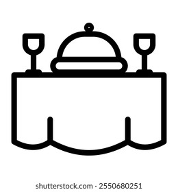 Dinner icon in Outline Style. Line Art