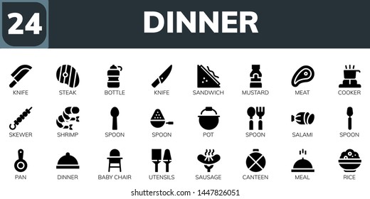Dinner Icon Set 24 Filled Dinner Stock Vector (Royalty Free) 1447826051 ...