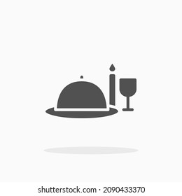Dinner icon. Solid or glyph style. Vector illustration. Enjoy this icon for your project.