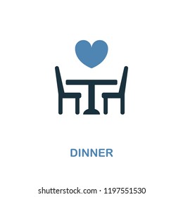 Dinner icon in two color design. Simple element illustration. Dinner creative icon from honeymoon collection. For web design, apps and printing.