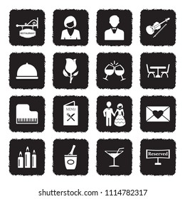 Dinner Icons. Grunge Black Flat Design. Vector Illustration. 