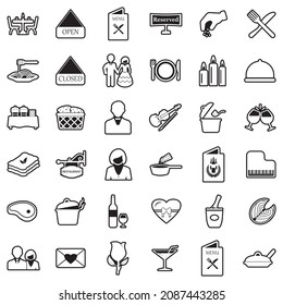 Dinner Icons. Line With Fill Design. Vector Illustration.