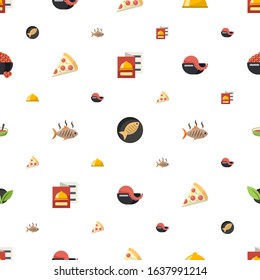 dinner icons pattern seamless. Included editable flat restaurant menu, Fish, main dish, Pizza, grilled fish, seafood soup, Soup, vegetarian icons. dinner icons for web and mobile.