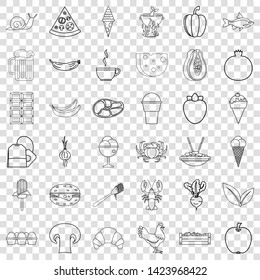 Dinner icons set. Outline style of 36 dinner vector icons for web for any design