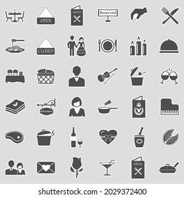 Dinner Icons. Sticker Design. Vector Illustration.