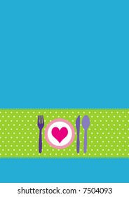 Dinner invitation design with spoon, fork, knife and dinnerplate