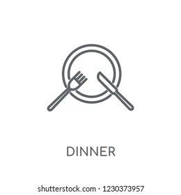 Dinner linear icon. Modern outline Dinner logo concept on white background from Hotel and Restaurant collection. Suitable for use on web apps, mobile apps and print media.
