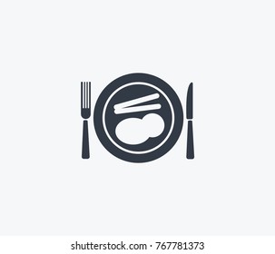 Dinner Meal Icon Isolated On Clean Background. Lunch Concept Drawing Dinner Meal Icon In Modern Style. Vector Illustration Of Dinner Meal Icon For Your Web Site Mobile Logo App UI Design.